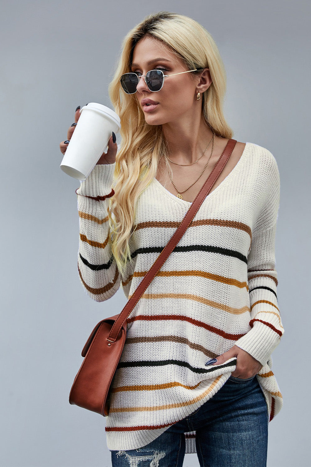 Clara | Jersey de Rayas en Tonos Tierra