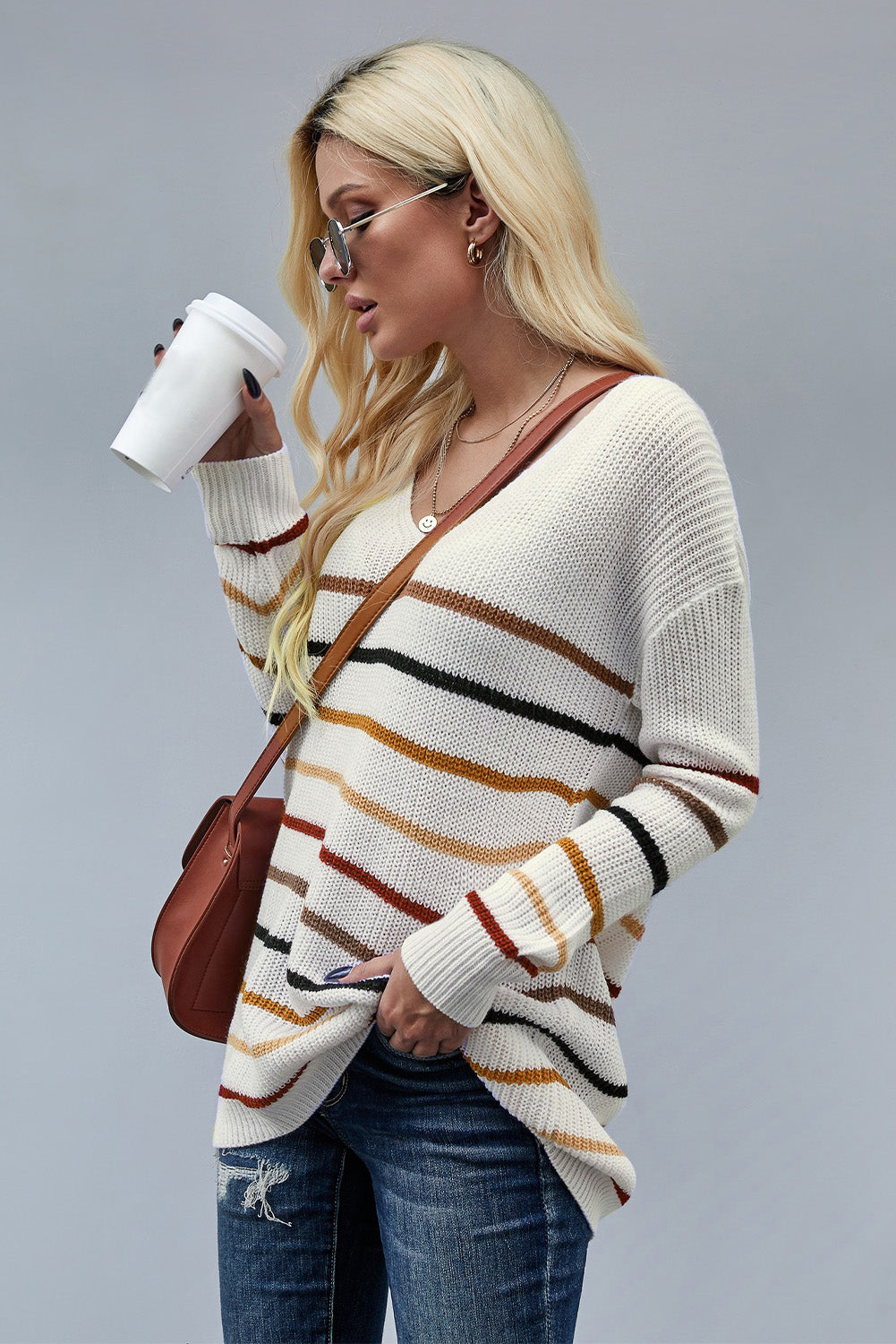 Clara | Jersey de Rayas en Tonos Tierra